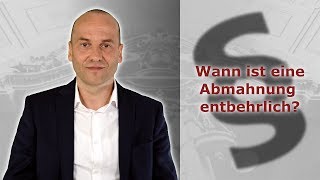 Abmahnung im Arbeitsrecht 4  Wann ist eine Abmahnung ausnahmsweise entbehrlich  FA Bredereck [upl. by Annoirb]