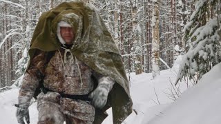 Extreme Winter Survival Camping  Bushcraft Shelter  Lavvu Poncho [upl. by Vezza]