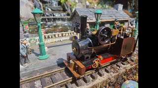 Saturdays goods services at Tyler Falls an sm32 16mm scale garden railway [upl. by Akehsay]