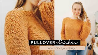 Sehr einfachen Basic PULLOVER stricken  Strickanleitung für Anfänger [upl. by Llenart]