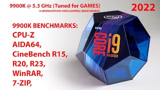 Overclocked 9900K 53 GHz benchmarks  AIDA64 Extreme CINEBENCH R15 CINEBENCH R20 CINEBENCH R23 [upl. by Yesak]