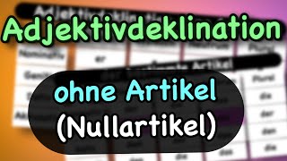 Adjektivdeklination ohne Artikel Nullartikel 🇩🇪 [upl. by Ethelstan]