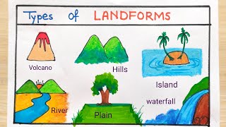 School project drawing idea Type of Landform drawing idea  How to draw type of Landform [upl. by Elaval]