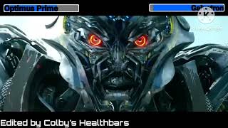 Optimus Prime vs Galvatron amp Lockdown with healthbars  HD  Transformers Age of Extinction [upl. by Anaujahs]