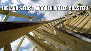 Cú Chulainn Wooden Roller Coaster POV 60fps Front Seat Tayto Park Ireland 2015 [upl. by Anaujd]