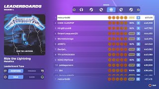 Fortnite Festival S4 Ride the Lightning Expert Drums 100 FC World Record [upl. by Ollecram]