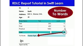 RDLC report in aspnet c 4 number to word in rdlc report convert number to word in rdlc [upl. by Ahsinar706]