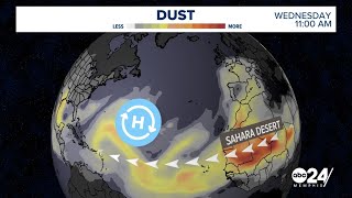 Saharan dust may lead to hazy sky lower air quality across the Southeast [upl. by Furie648]