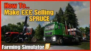 fs19 How to make money selling spruce trees farming simulator 2019 [upl. by Yelahs]