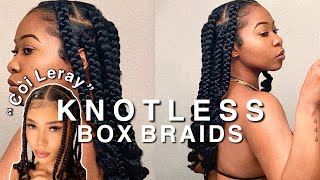 JUMBO KNOTLESS BOX BRAIDS  COI LERAY INSPIRED BRAIDS  BEGINNER FRIENDLY  RUBBERBAND METHOD 2021 [upl. by Ynaffet]