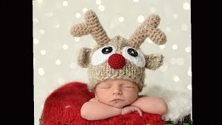 Children Crochet Earflap caps New Cartoon Christmas Reindeer Baby Crochet Hat [upl. by Ellenig]