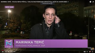 MARINIKA TEPIĆ  POLICIJI ISPAO PIŠTOLJ TUKLI SU NAS PESNICAMA ISPOD ŠTITA DAČIĆ DA UHAPSI SEBE V [upl. by Dnaletak]