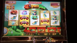 LIVE PLAY on Monopoly Party Train Slot Machine [upl. by Senn]