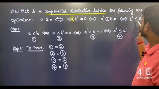 Show that in a complemented Lattice the following are equivalent Discrete Maths MA3354 Tamil Unit 5 [upl. by Tabatha]