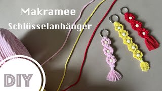 DIY Tutorial Makramee Schlüsselanhänger Taschenanhänger Blumenform knüpfen Geschenkidee BinnBonn [upl. by Jer462]