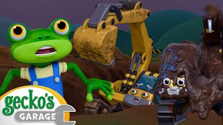 Muddy Excavator Repair amp Rescue  Gecko the Mechanic  Vehicle Repair Cartoons [upl. by Niamrahc]