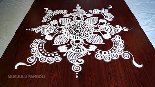 Super easy and simple circle rangoli designs with dots for beginners [upl. by Ahtnicaj]