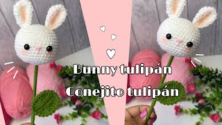 CONEJITO TULIPAN A CROCHET para sus ramitos de san Valentín super fácil crochet [upl. by Llebpmac]