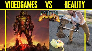 buffdudes Test Life Size DOOM Weapons  Video Games vs Reality [upl. by Anagnos]