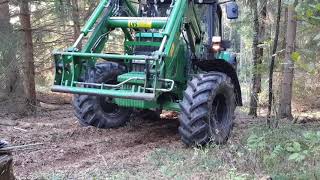 Sturmschaden Kiefer rücken mit JohnDeere 6320 [upl. by Nahtannhoj]