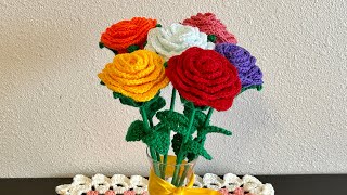 Hermosas Rosas a crochet para el día de las Madres paso a paso🧶 [upl. by Theona]