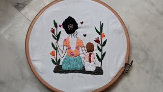 Mother daughter embroidery hoop  tutorial for beginners thevoiceofsyeda [upl. by Refotsirk957]