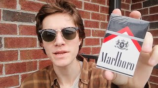 Smoking a Marlboro Black Cigarette  Review [upl. by Eirahs944]