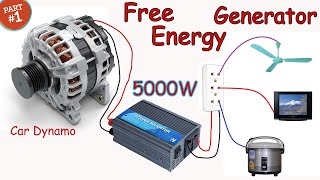 I turn the car alternator into a free energy generatorHomemade GeneratorDynamo into 220v PART 1 [upl. by Anits487]