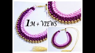 Handmade Double Colour Chocker Necklace  Silk Thread Jewellery Making At Home [upl. by Ajnat]