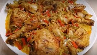 CUISSE DE POULET AU RIZ JAUNE FACILE CUISINE RAPIDE [upl. by Yarehs]