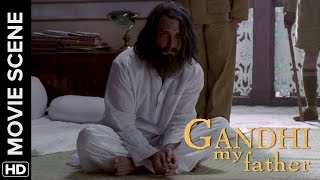 Akshaye comes drunk to meet Gandhi  Movie Scene  Gandhi My Father [upl. by Nannek]