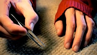 ASMR tweezer snipping amp carpet picking Binaural [upl. by Sahc]