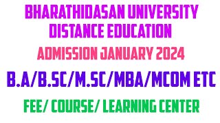 bharathidasan university distance education jan 2024 bharathidasan university admission [upl. by Anitra]