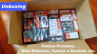 Unboxing 20 Tomica Cars  Tomica Premium New Releases 50th Anniversary amp Tomica x Gundam [upl. by Redyr578]