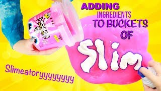 ADDING SLIME INGREDIENTS TO BUCKETS OF STORE BOUGHT SLIMES  Slimeatory 497 [upl. by Welford]