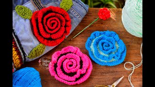 Rosa en relieve  Técnica en crochet [upl. by Acimahs108]