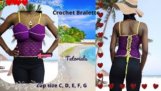 How to crochet easy bralette tutorial l plus size l bigger bust [upl. by Enilecram303]