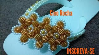 DIY CHINELO BORDADO TRAMA RENDA FRANCESA COM PÉROLAS CRAQUELADAS [upl. by Adiaroz616]