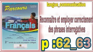 parcoursfrançais reconnaître et employer correctement des phrases interrogatives2AC [upl. by Limak238]