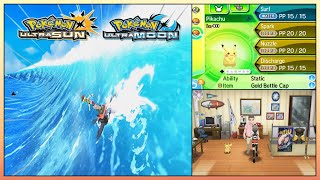 Pokemon UltraSun amp UltraMoon  All Mantine Surf amp Pikachu Surf Move [upl. by Sotsirhc834]