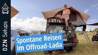 Spontane Reiseabenteuer I DZN Setup OffroadLada mit Frontrunner Dachzelt [upl. by Rina]