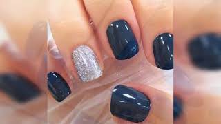 Il manicure blu sulle unghie corte Foto design 2023 smalto gel [upl. by Aroz]