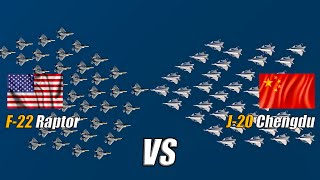 50 US F22 Raptor vs 50 China J20 Chengdu 5th generation fighter  DCS WORLD [upl. by Erdnaxela]