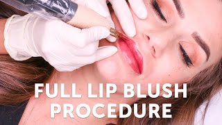 Full Lip Blush Procedure  Tina Davies Professional I 💋 INK [upl. by Comfort]