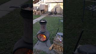 double chiminea ambience with sizzling bacon🔥🥓 chiminea woodfired bacon ASMR [upl. by Phenica941]