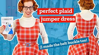 Sewing plaid vintage jumper dress with Butterick B5748 [upl. by Mycah]