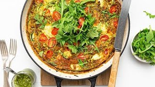 Easy Vegetarian Recipes Tomato amp Courgette Zucchini Frittata Recipe [upl. by Etnauj]