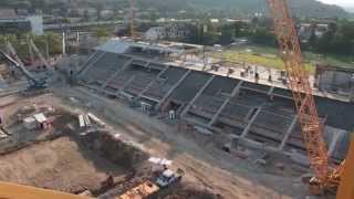 Allianz Stadion Eine Kranfahrt hoch über der Baustelle [upl. by Ahsirahc]