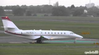 Brand New Cessna 680 Citation Sovereign  Close up landing and take off  Gloucestershire Airport [upl. by Aneel974]