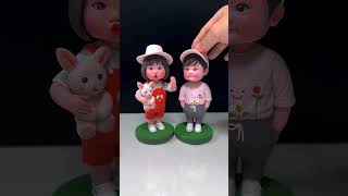 DIY Super Cute Boy amp Girl Bobbleheads  Handmade Clay Art [upl. by Ennaylil]